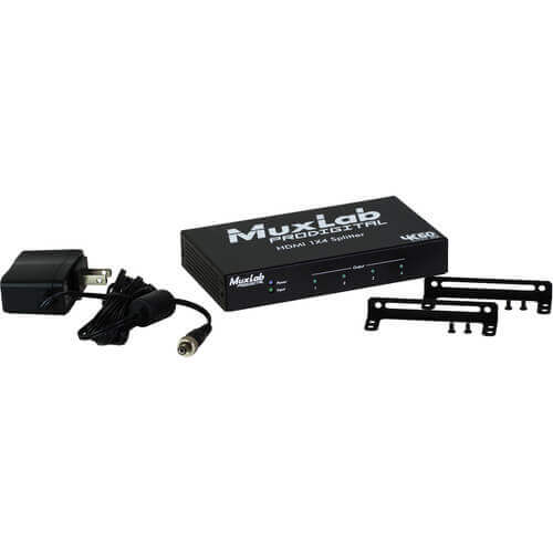 MuxLab 500426 Divisor 4k60 hdmi 1x4, compatible con hdcp 1.4 y 2.2