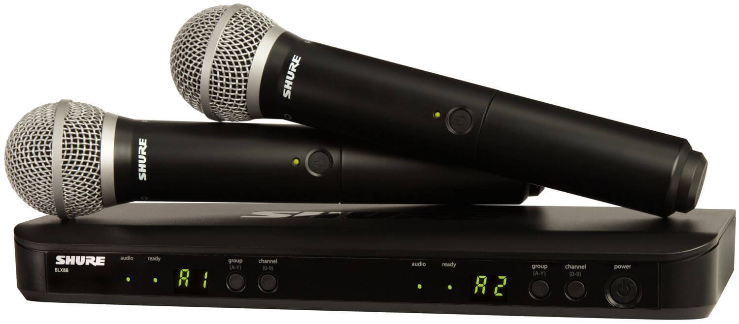 Shure general BLX288/PG58 Sistema con receptor doble y dos transmisores de mano con pg58