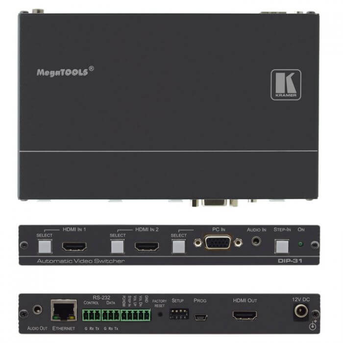 Kramer dip-31 auto switcher con maestro room automation 4k60 4: 2: 0 hdmi y vga