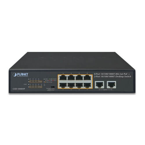 Planet Networking  comunicati GSD-1008HP Switch no administrable poe de 8 puertos 10/100/1000 mbps con poe 802.3af/at