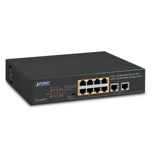 Planet Networking  comunicati GSD-1008HP Switch no administrable poe de 8 puertos 10/100/1000 mbps con poe 802.3af/at