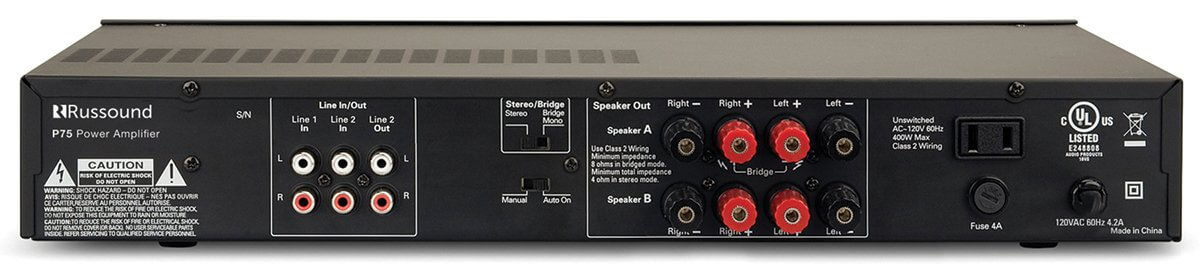 Russound RU-P75 Amplificador de doble fuente de 75 watts de 2 canales