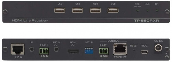 Kramer tp-590rxr extensor poe hdmi 4k60 4:2:0 con usb, ethernet, rs-232, ir