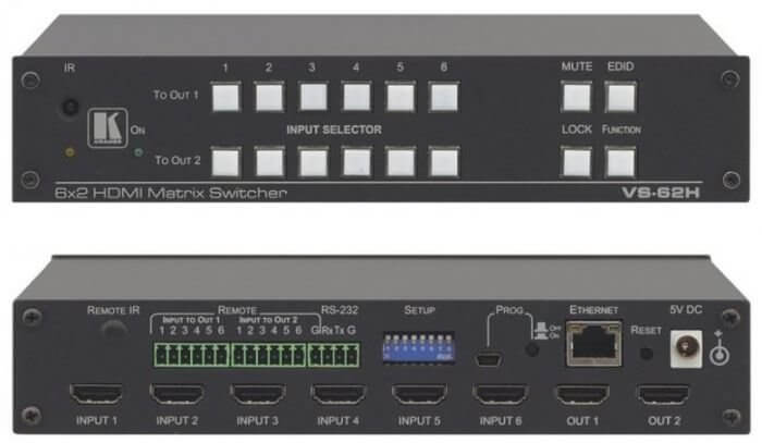 Kramer vs-62h conmutador de matriz automática hdmi 6x2 4k60 4:2:0