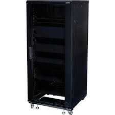 SANUS CFR2127-B1 Racks Pre-ensamblados, con Puerta de Cristal y Cerradura de Llave.