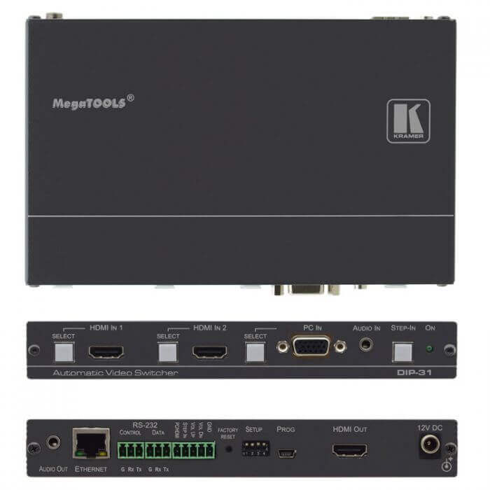 Kramer Dip-31 Auto Switcher Con Maestro Room Automation 4k60 4: 2: 0 Hdmi Y Vga