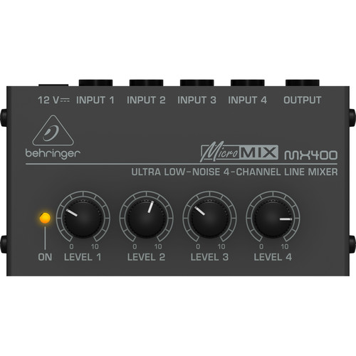 Behringer MX400 Mezcladora de línea de 4 canales, nivel de ruido ultra bajo, sonido de alta calidad