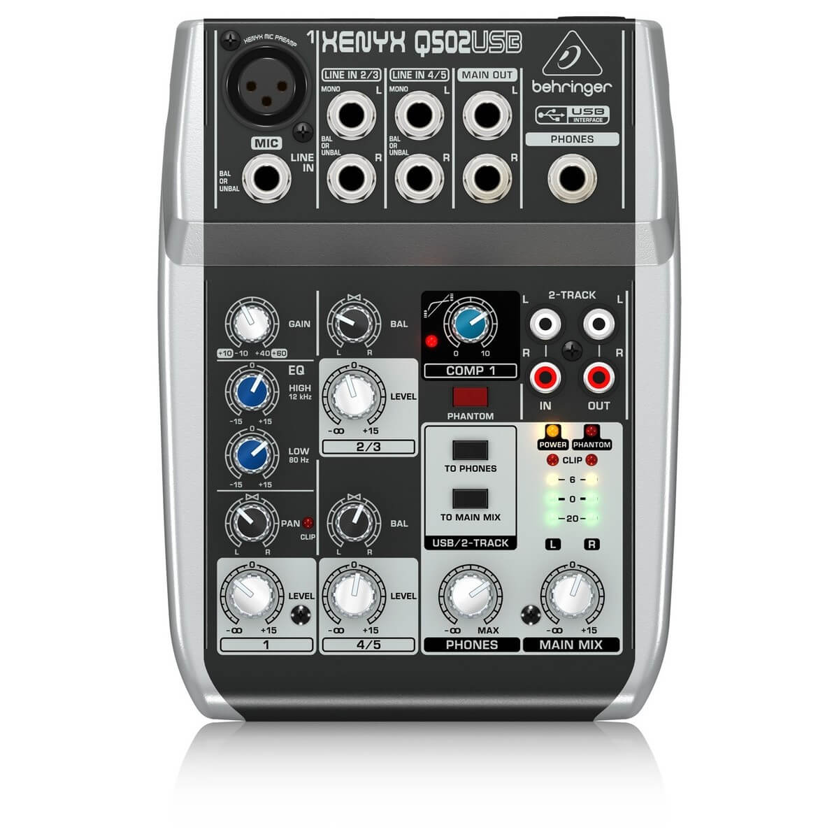 Behringer Q502USB Mezcladora Analogica de 5 canales con Preamplificador