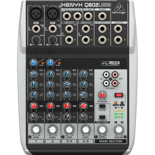 Behringer Q802USB Mezcladora de 8 entradas y 2 buses, preamplificadores xenyx de última generación