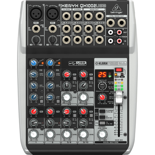 Behringer QX1002USB mezcladora de 10 entradas y 2 buses, ruido ultra bajo, alto headroom