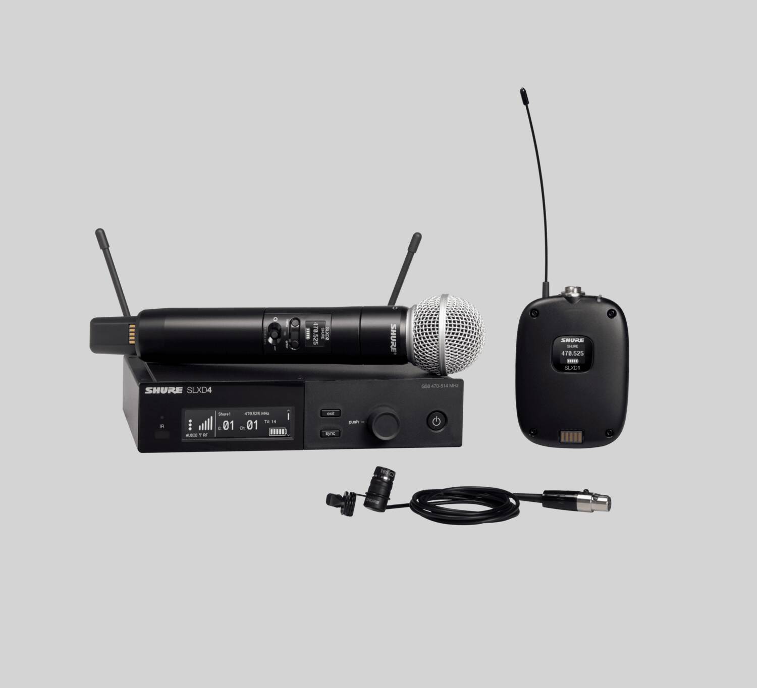 Shure SLXD124/85 Sistema inalámbrico con transmisor de mano SLXD2/58 con micrófono lavalier WL185